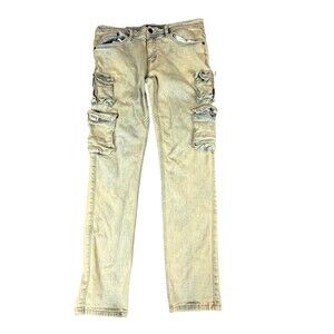 Kindred Jeans Mens 34x32 Light Blue Cargo Streetwear Stacked Utility Denim